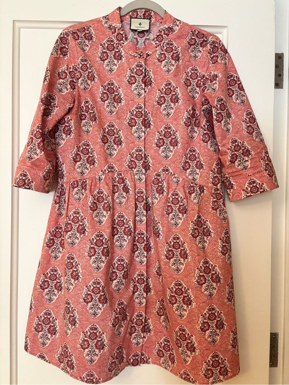 Tuckernuck Royal Shirt Dress size small Coral Pink Floral-Print Casual Dress